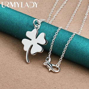 URMYLADY Lá Bạc 925 16 / 18 / 20 / 22 / 24 / 26 / 28 / 30 Inch Mặt Dây Chuyền Vòng Cổ Trang Sức Cho Nữ Tiệc Cưới Thời Trang