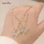 AqToCna Thời Trang Hàn Quốc Mặt Dây Chuyền Vàng Bướm Nelace Cho Nữ ne Dây Xích Thép Không Gỉ Trang Sức Nữ AqToCna