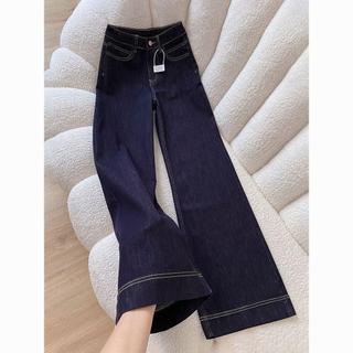 [Seckill trong thời gian có hạn] Quần jean nữ cạp cao 2026 Quần jean mùa hè mỏng phiên bản chữ a màu xanh đậm Quần ống rộng