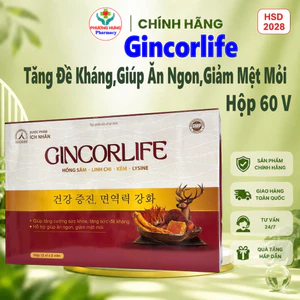 Viên Uống Gincorlife Của Ích Nhân Tăng Cường Sức Khỏe,Đề Kháng,Giúp Ăn Ngon,Giảm Mệt Mỏi-Hộp 60V