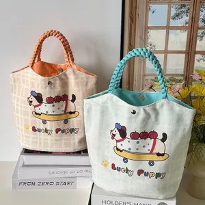 Dung Tích Lớn Túi Ăn Trưa Xô Hộp Cơm Trưa Vải Dung Tích Lớn Túi Vải Hoạt Hình Túi Đi Lại Giỏ Rau Di Động Túi Đựng Cơm Trưa