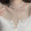 Dây chuyền tua rua nhiều lớp WEETW, Vòng cổ đeo vai có viền dài pha lê, Dây chuyền lưng khí chất Dây chuyền xương đòn sang trọng Trang sức Trang trí tiệc thời trang