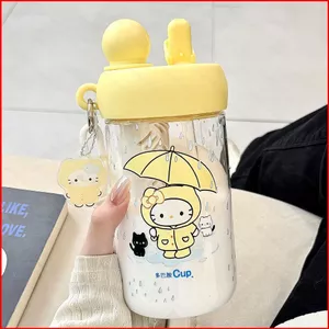 ST2 Dung Tích Lớn HELLO KITTY Rơm Cốc Nữ 2 Trong 1 Cốc Nước Di Động Dễ Thương Thể Thao Cho Học Sinh TS2