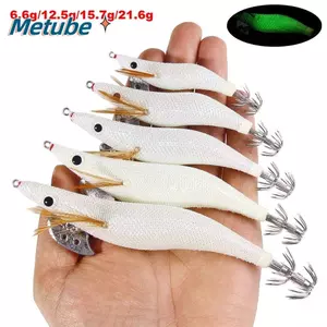 METUBE 1 Cái Mồi Tôm Gỗ, Jig Mực Dạ Quang Nhân Tạo, Móc Phát Sáng Mạnh 6.6g / 12.5g / 15.7g / 21.6 / 23.2g Mồi Câu Cá