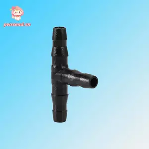PWSEND 100 CÁI Đầu nối Tee, Đầu nối ống nhựa chống rò rỉ, Đen bền Dễ dàng lắp đặt Phụ kiện ống Barb 4 / 7 Mm Tưới vườn