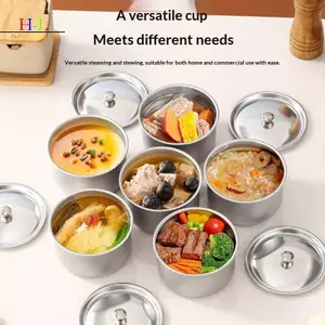 HL 1 / 3 / 5 Chiếc Bát Trứng Hấp Bằng Thép Không Gỉ Ramen Cơm Salad Trái Cây Bát May Có Nắp Cốc Canh Hộp Đựng Thực Phẩm Nhà Bếp Bộ Đồ Ăn LMWU