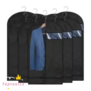 TOPTOOLCX Túi đựng bụi quần áo, Túi may PEVA Túi đựng đồ treo, Bền chống bụi đen xám chống thấm nước Tủ quần áo sắp xếp Áo khoác phù hợp với váy