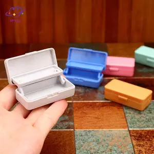 HFTOY 1 Mảnh Mô Phỏng Cảnh Hộp Bút Chì Mô Hình Nhà Búp Bê Thu Nhỏ Hộp Đựng Bút Chì Hai Lớp Giả Vờ Đồ Chơi Hộp Văn Phòng Phẩm Mini ~