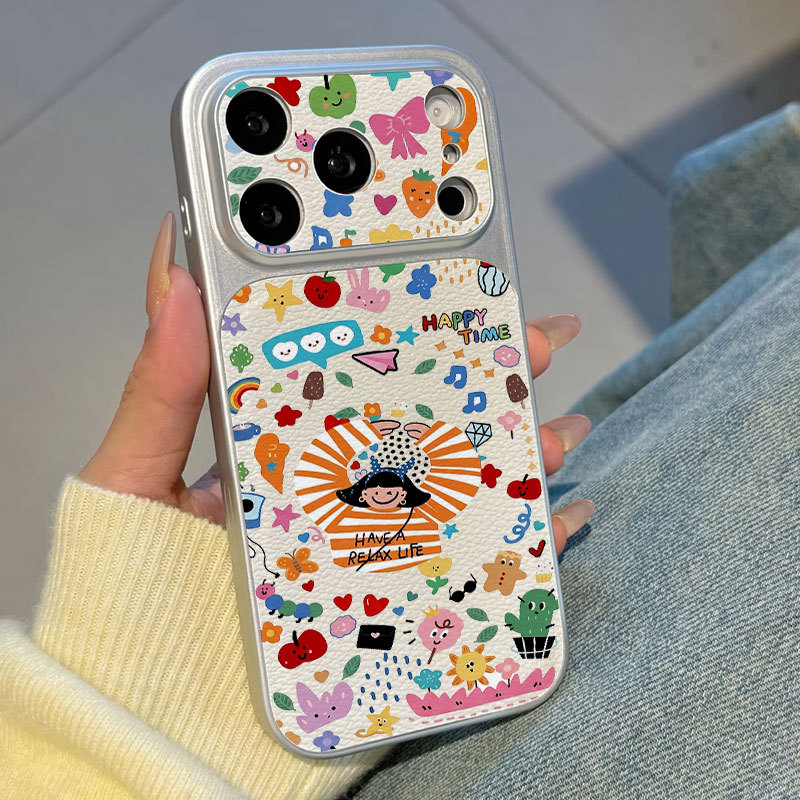 Ốp lưng iPhone Họa tiết da mạ họa tiết cô gái mùa hè iPhone 17 16 15 14 13 12 11 Pro Max Plus Max