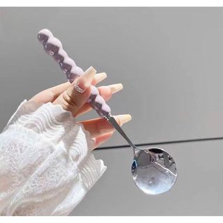 Thìa Inox Tay Cầm Ng.ọc Tr.ai Cao Cấp Muỗng Ăn Kem Bánh Tráng Miệng Sang Trọng