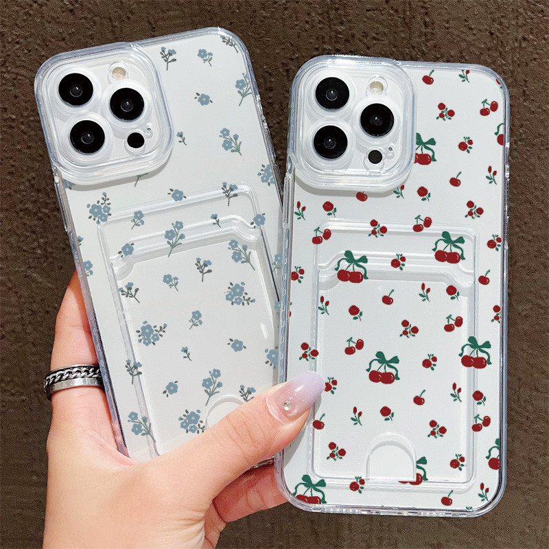Ốp Lưng Có Đựng Thẻ Cho Samsung Galaxy A57 A02 A03 A04 A03S A05 A05S A06 A07 A17 A12 13 A14 A15 A16 A20 A22 A34 A54 A31A32 A35 A33 A50 A51 A52 A55 A56 A70 Hoa Màu Xanh Nhạt
