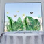 {WELV}Static Cling Window Sticker Green Tropical Butterfly Design PVC 11.81 x 23.62 in