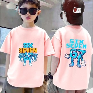 Áo Thun Trẻ Em Bé Trai Gái In SIX SEVEN 67 Pixel, Áo Bông Ngắn Tay Hè Phong Cách Game Size 3-12 Tuổi COD