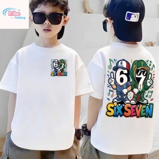 Áo Thun Trẻ Em Bé Trai Gái In SIX SEVEN 67 Cartoon, Áo Bông Ngắn Tay Hè Phong Cách Thời Trang Size 3-12 Tuổi COD