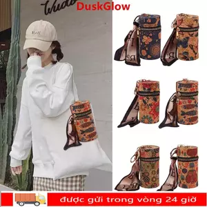 Túi đựng xô DUSKGLOW, Túi đựng son môi Mini in hình hoạt hình bằng gỗ, Túi đựng tai nghe PU hình trụ di động dành cho phụ nữ bé gái