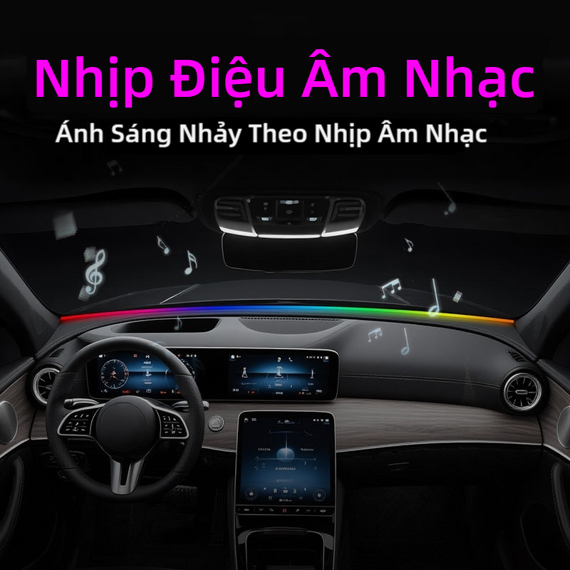 Dải đèn LED viền bảng điều khiển ô tô SEAMETAL dài 1,5 mét, đèn trang trí đa chức năng RGB, dải đèn LED đa chế độ giảm tiếng ồn và chống bụi