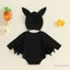 Bé Trai Halloween Bí Ngô In Chữ Cổ Tròn Tay Dài Cánh Dơi Romper Có Mũ