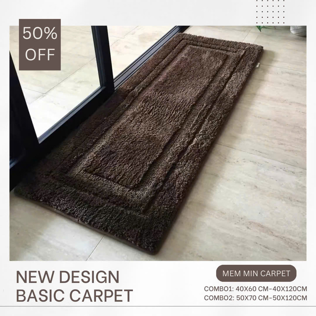 Thảm Lau Chân Lông Cừu Basic Memmincarpet 5D Họa Tiết Mẫu Mới - Êm Mềm, Chống Trượt, Thấm Nước