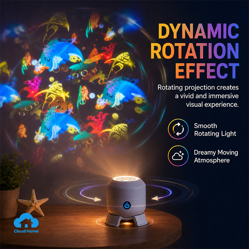 🌤️COD🌤️Đèn chiếu 3d tạo hiệu ứng động đại dương huyền ảo độ nét cao, Đèn Led xoay tự động 360 độ