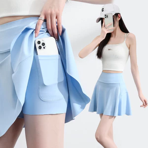 Trắng Thể Thao Ngắn Váy Nửa Chiều Dài Nữ Phong Cách Mới Tennis Yoga Chống Nắng Culottes A-Line Váy A--