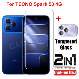 Dành Cho TECNO Spark 50 4G 2026 Spark50 4G 5G Full Cover Kính Cường Lực Mặt Trước Phim Bảo Vệ Màn Hình Mặt Sau Ống Kính Máy Ảnh Phim Bảo Vệ