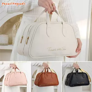 Túi du lịch FAVORITEGOODS, Túi đựng mỹ phẩm chống thấm nước bằng da PU, Túi rửa phòng tắm hai lớp dung tích lớn đa chức năng Văn phòng tại nhà