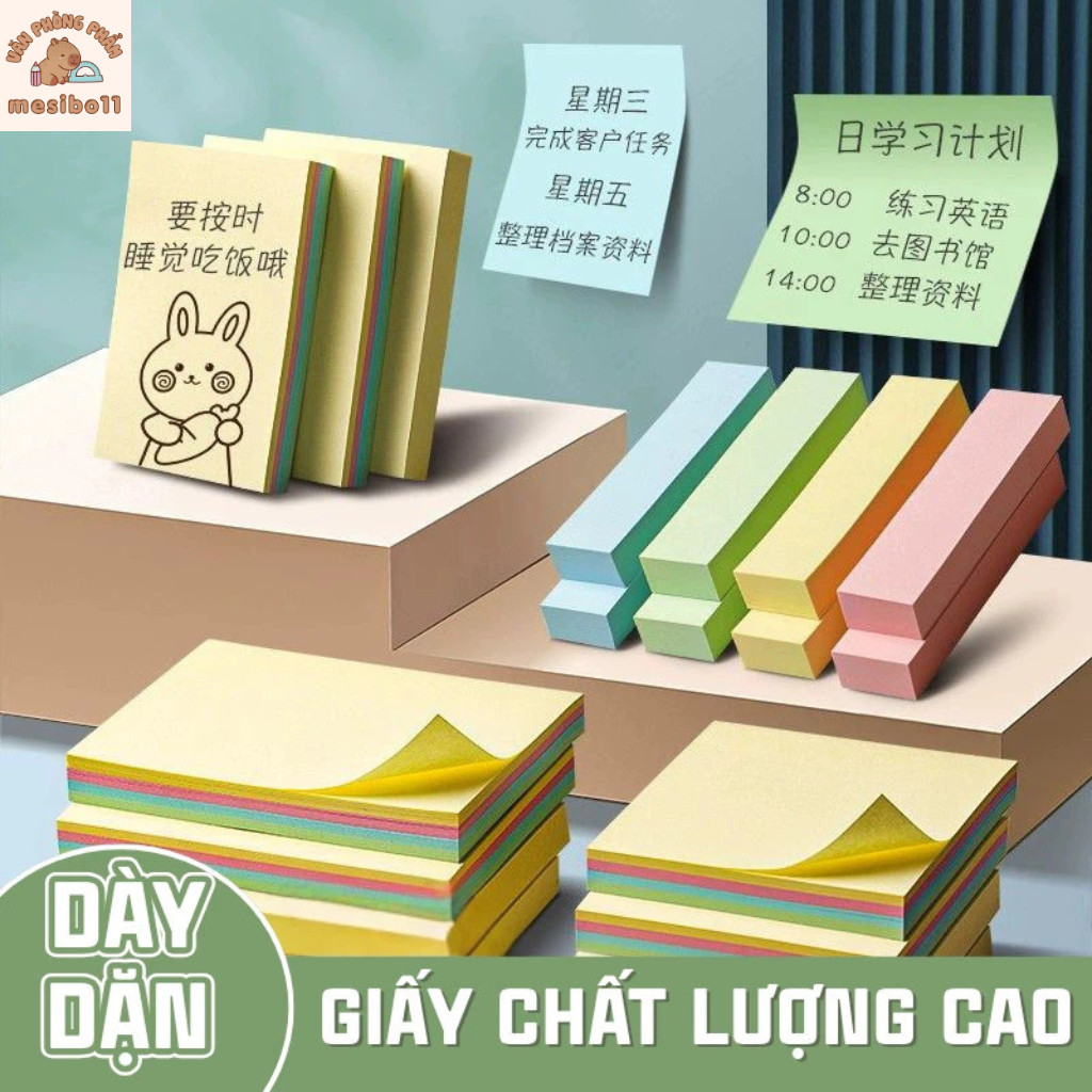Set 100 Giấy Note Nhiều Kích Cỡ Đa Sắc - Giấy Nhớ Keo Sẵn, Đánh Dấu Sách Vở Tiện Lợi Cho Học Sinh