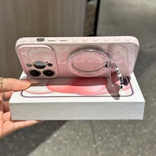 Ốp điện thoại gương xoay 360 độ dễ thương Hello Kitty Cat cho iPhone 17Promax 11 12 13 14 15 16 Pro Max 15Plus Vỏ silicon mềm chống sốc cho nữ