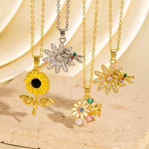 Thời Trang Tính Khí Vòng Cổ Hướng Dương Ánh Sáng Sang Trọng Cao Cấp Niche Thiết Kế Tinh Tế Hoa Hướng Dương Áo Len Dây Chuyền Trang Sức