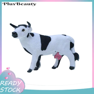 < Pluscloth > Đồ chơi mô hình động vật bò lông tơ thực tế DIY Nhà búp bê Phong cảnh trang trí máy tính để bàn