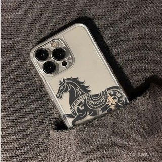 Ốp Điện Thoại Trong Suốt Hợp Thời Trang Độc Đáo Họa Tiết Ngựa Thích Hợp Cho iPhone 17promax / 14promax / 16 / 13 / 15pro / 12pro / 13promax Ốp Chống Va Đập