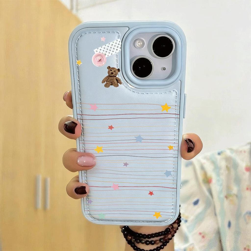 Chú gấu bông dây thắt Thích hợp iPhone 17p trường hợp điện thoại 16/15 13 dễ thương 14