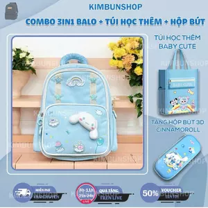 COMBO 3IN1 Balo chống gù cao cấp size nhỏ cho bé 14-37kg có CHARM xịn dễ thương + Túi Học thêm + Hộp Bút- Kimbunshop4141