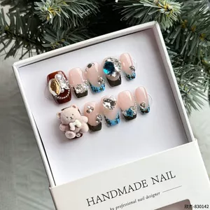 Starlight Gấu Thang Ngắn Cao Cấp Dễ Thương Gấu Pháp Làm Trắng Da Đơn Giản Handmade Đeo Móng Tay