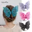 AqToCna Lớn Bướm Vuốt Kẹp Dành Cho Nữ Cô Gái Hình Học Vuốt Tóc Ba Đầu Lấy Kẹp Barrettes Phụ Kiện Tóc Thời Trang AqToCna