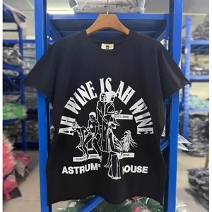 Chất Lượng Cao Hàng Sẵn Có 3878 Kiểu Giặt Đen Hip-Hop Street vintage Tay Ngắn T-