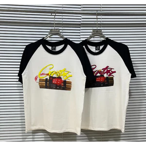 Cotton phong cách mới chất lượng cao 5217 #Stitching Áo thun ngắn tay thông thường