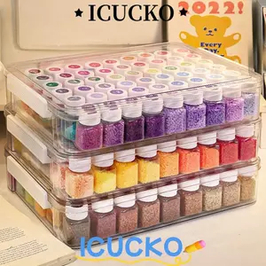 Hộp lưu trữ hạt ICUCKO Perler, Dung tích lớn có nắp Hộp đóng gói hạt Perler, Chai lưu trữ hạt chống bụi trong suốt cầm tay Dụng cụ tổ chức tại nhà