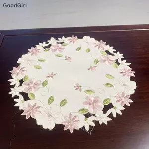 Bàn thêu hoa hồng tròn phổ biến Nơi Thảm lót vải Placemat Doily Coffee Tea Coaster Kitchen Cup Pad Trang trí Giáng sinh VN