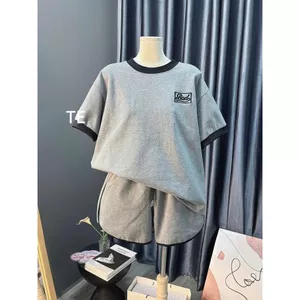 Sét bộ quần đùi cộc dây to trơn màu XÁM ĐẬM + mix áo phông MÀU XÁM ĐẬM -quanaounisex94