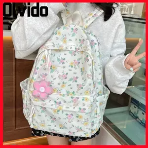 Ba lô học sinh OLVIDO, Túi đi học công suất lớn hoa, Ba lô du lịch Nylon chống thấm nước thời trang dành cho học sinh