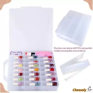 Lưu trữ sơn móng tay CHEESELY, Giữ 48 chai Dụng cụ sắp xếp sơn móng tay đa năng, Hộp lưu trữ nhựa dung tích lớn hai mặt