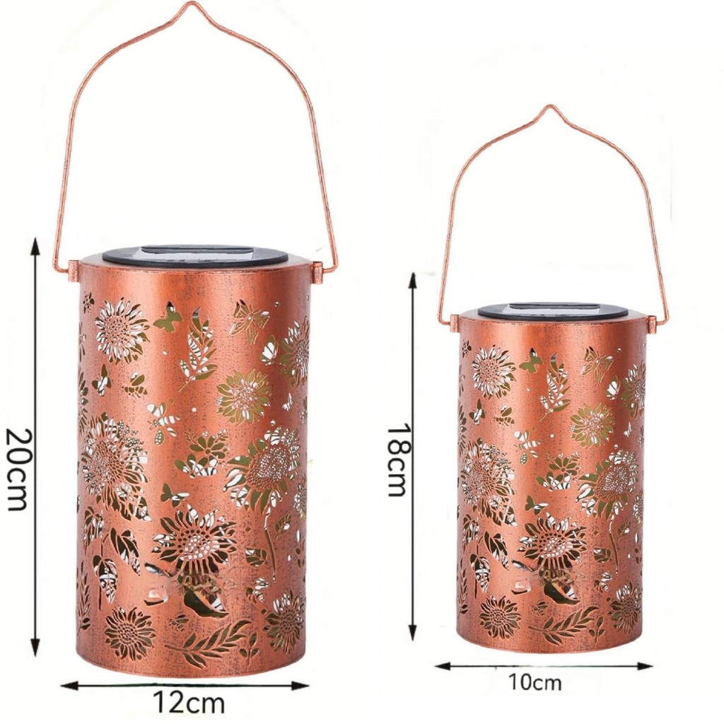 Năng Lượng Mặt Trời Hoa Hướng Dương Đèn Lồng Sắt Nghệ Thuật Rỗng Treo Đèn Sân Vườn Ngoài Trời Trang Trí Đèn Cắm Trại ELMD