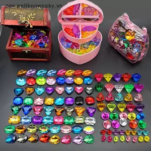 MỚI 1 Hộp Đảng Confetti Đám Cưới Giáng Sinh Nhựa Cho Trẻ Em Đồ Chơi Pha Lê Đá Quý Kim Cương Ngọc Kho Báu Ngực Cướp Biển Phụ Đạo Cụ SKY