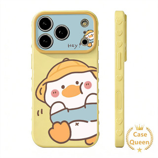 Ốp lưng tương thích cho iPhone 16 17 15 13 14 12 11 7 8 Pro Max XR X XS Air 8 7 16 Plus Phim hoạt hình Vịt mũ bong bóng hình trái tim