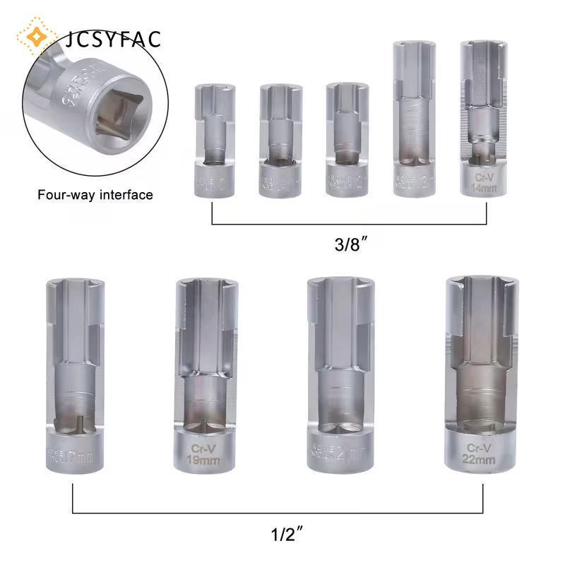 JCSYFAC Đa Năng 9 Cái Cảm Biến Oxy Soet 10-22mm Offset Cờ Lê Tẩy Bộ Dụng Cụ Cho Xe Cơ Khí Nhà Để Xe Làm Việc Mới