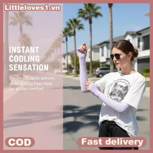 Littleloves1 Đi Xe Đạp Chống Tia UV Tay Áo Ice Silk Qui Khô Cho Sunblo Ngoài Trời Unisex Chạy Thể Thao VN
