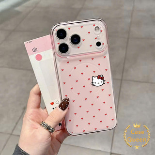 Ốp Lưng Tương Thích Cho iPhone 16 17 15 13 11 12 14 Pro Max 17 Air 14 Plus Full Màn Hình Red Love Kitty Cat Corning Case
