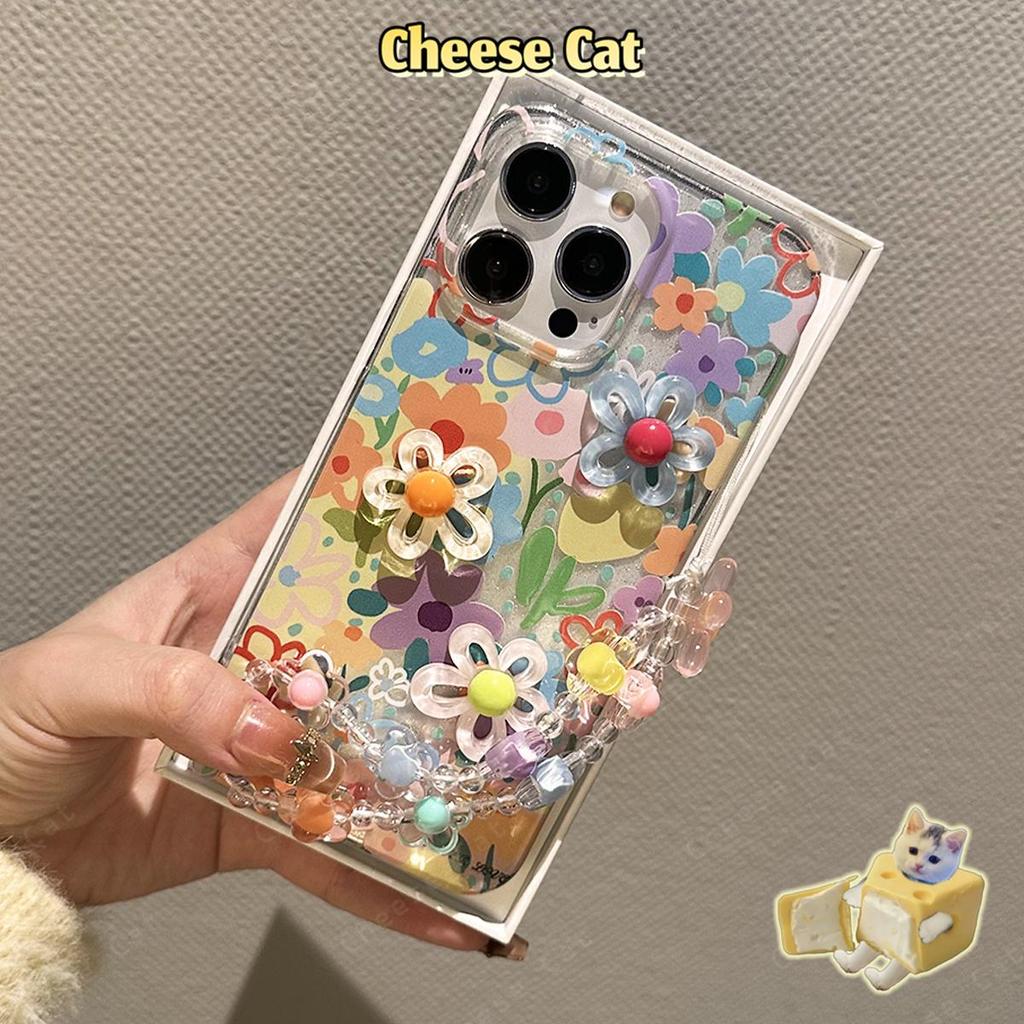 Ốp điện thoại hoa 3D lấp lánh cho iPhone 13 11 14 15 16E 17 Pro Max XR Xs Max 7 Plus 8 Plus 6 SE