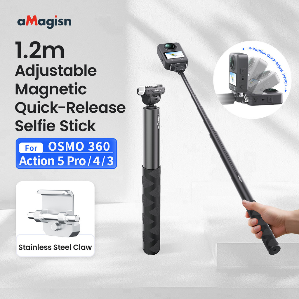 AMagisn Dành Cho DJI OSMO 360 Cầm Tay Selfie Stick Cho DJI Action 5 Pro / 4 / 3 Quick-Release Selfie Stick 1,2 Mét Quick-Release Selfie Stick